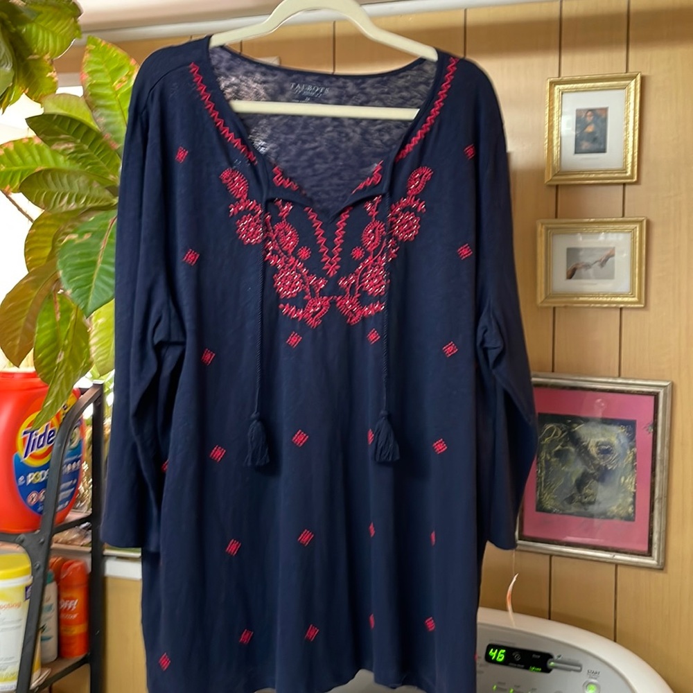 Embroidered Cotton Tunic, Size 3X